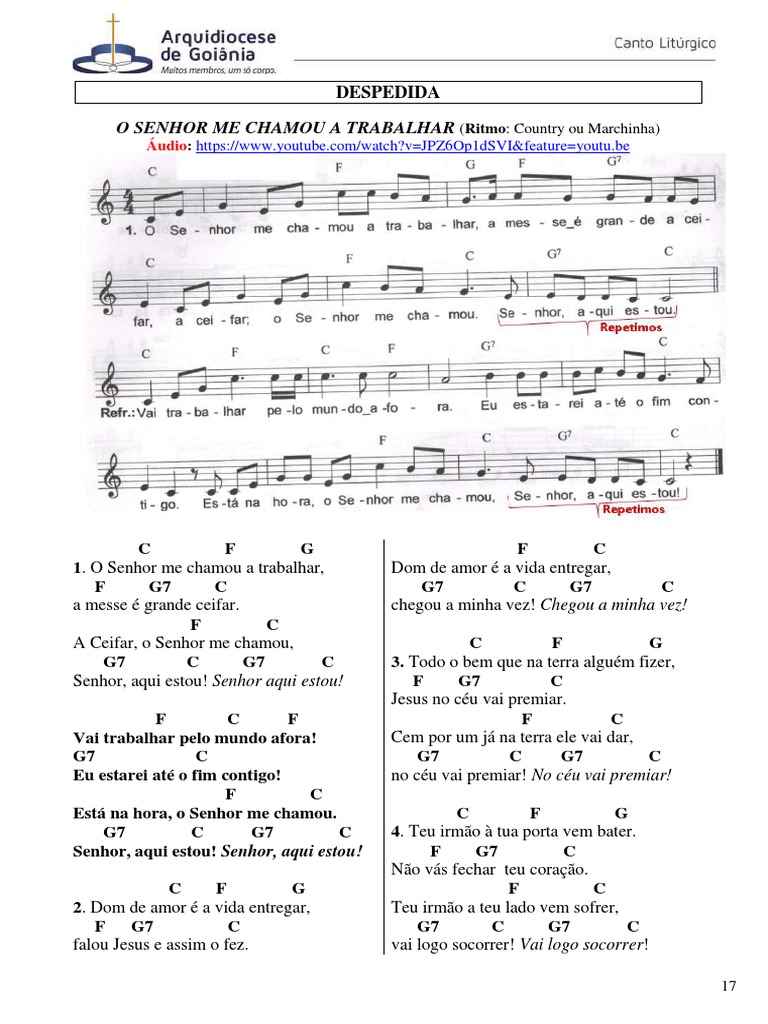 O Senhor Me Chamou a Trabalhar - Letra e Cifras | PDF