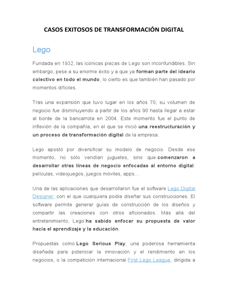 Ejemplos de Transformación Digital Exitosa | PDF | Aplicación movil ...