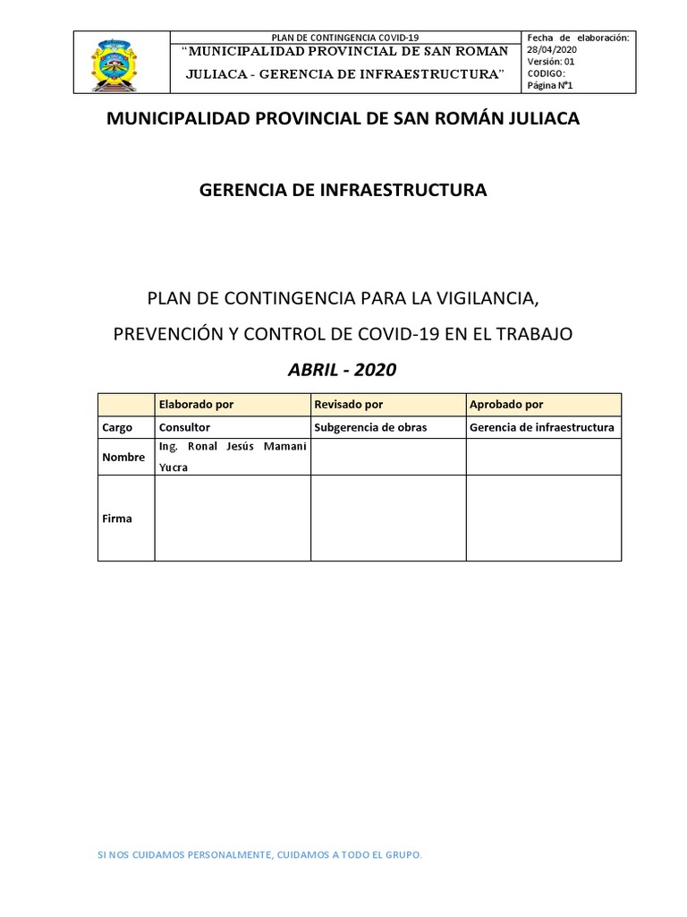 Plan de Contingencia COVID-19 MPSR | PDF | Ciencias de la Salud | Medicina