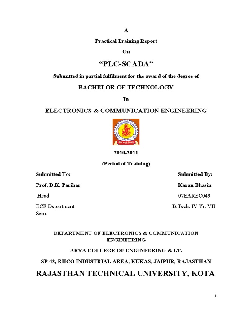 PLC-SCADA Training Report | PDF | Programmable Logic Controller ...