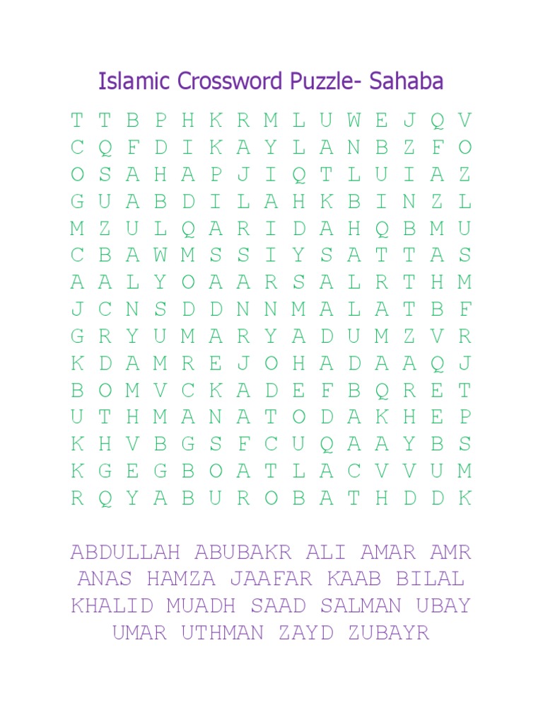 Sahaba crossword challenge | pdf