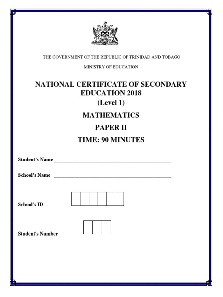 NCSE Mathematics Paper II 2018 | PDF | Length | Triangle