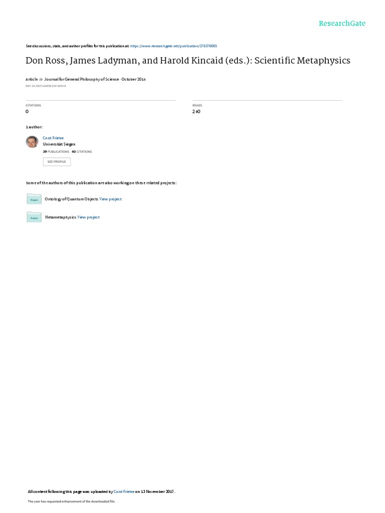 Scientific Metaphysics Pdf Metaphysics Analytic Philosophy