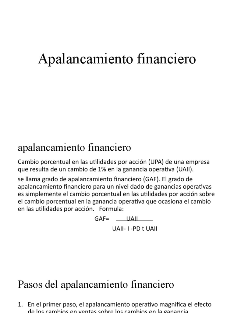 Grado de Apalancamiento Financiero y UPA | PDF | Finanzas y dinero