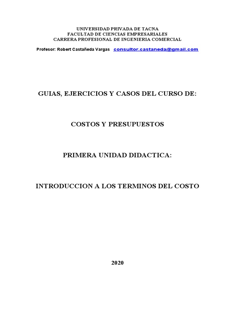 Guía de Costos y Presupuestos 2020 | PDF | Estado de resultados ...