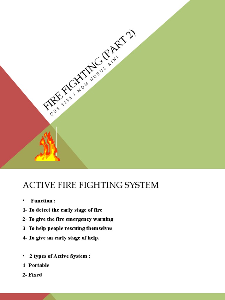 Active Fire Fighting Systems Overview | PDF | Fire Sprinkler System | Fires
