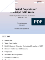 Geotechnical Properties of Municipal Solid Waste: CE561 Topics Environmental Geotechnics 2014-2015 Fall