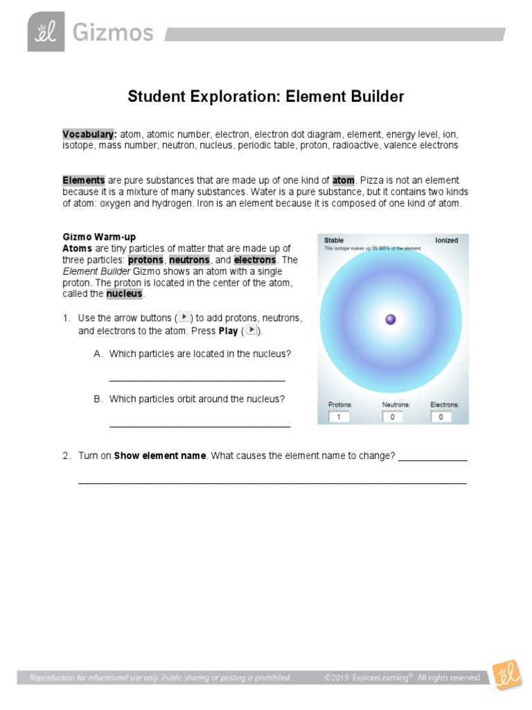 Element Builder: Understanding Atoms | PDF | Atoms | Proton