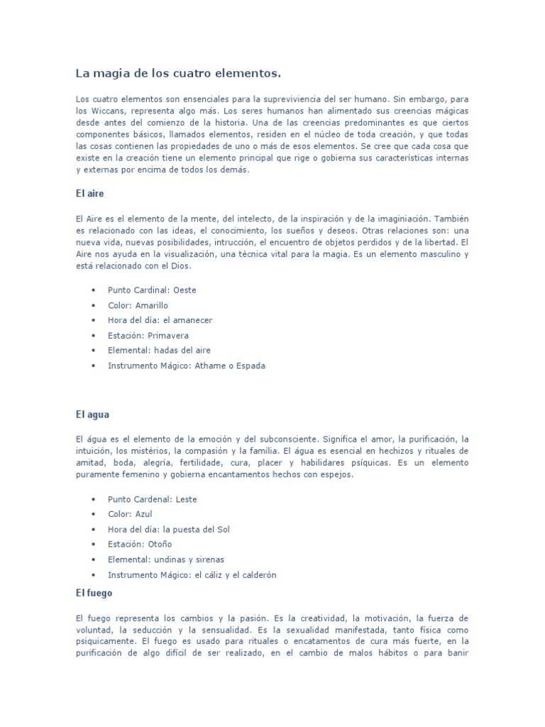 La Magia de Los Cuatro Elementos | PDF | Rituales | Religión y creencia