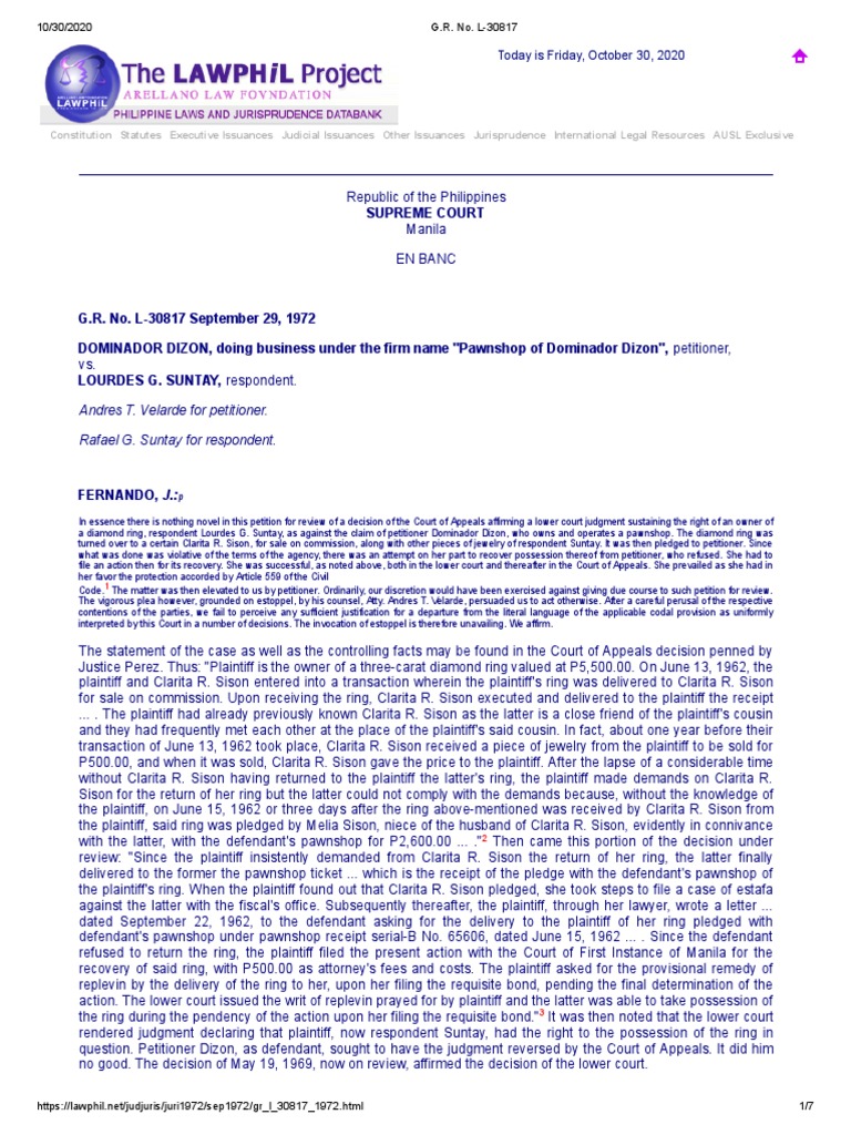 Dizon v suntay 47 scra 160 pdf estoppel theft