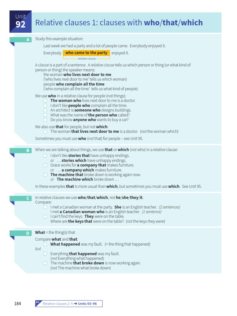 Understanding Relative Clauses with Who/That/Which | PDF | Object ...