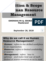 Definition & Scope of Human Resource Management: Gwendolyn Q. Eborde, LPT Masterand