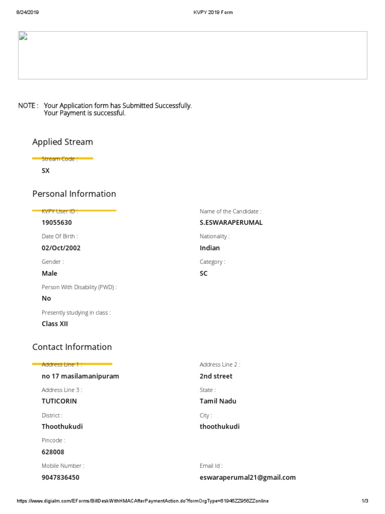 Applied Stream: NOTE: Your Application Form Has Submitted Successfully ...