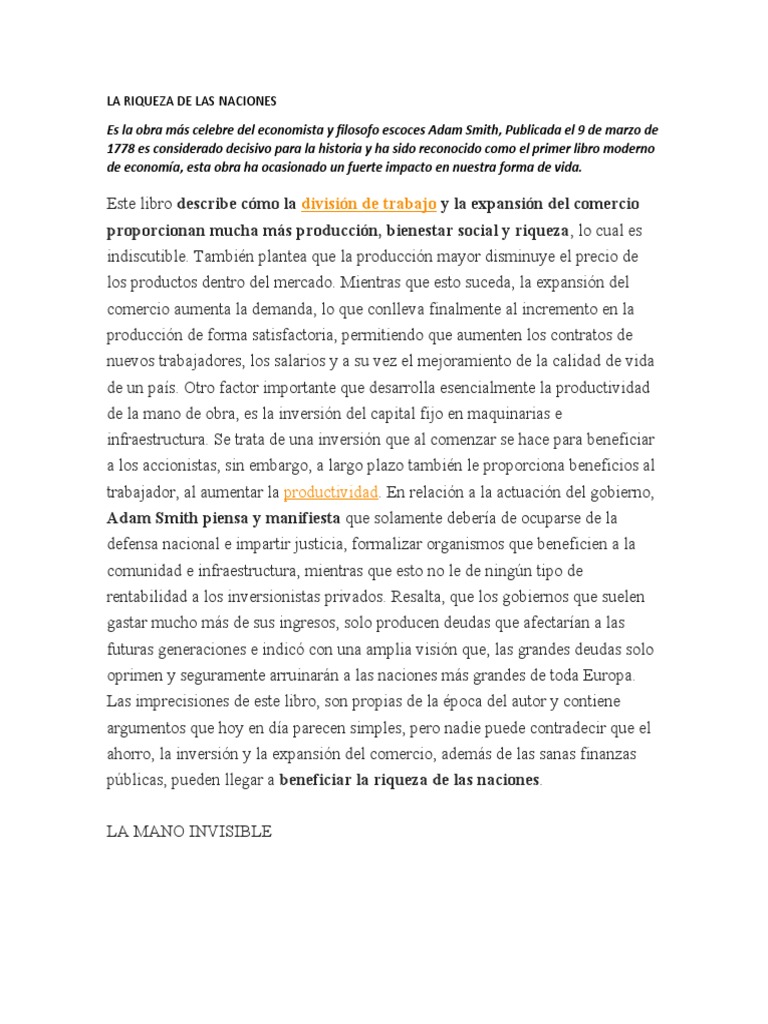 La Riqueza de Las Naciones | PDF | Adam Smith | La riqueza de las naciones