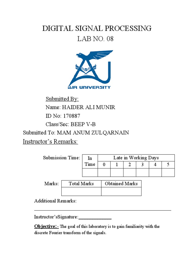 Digital Signal Processing Lab Report | PDF