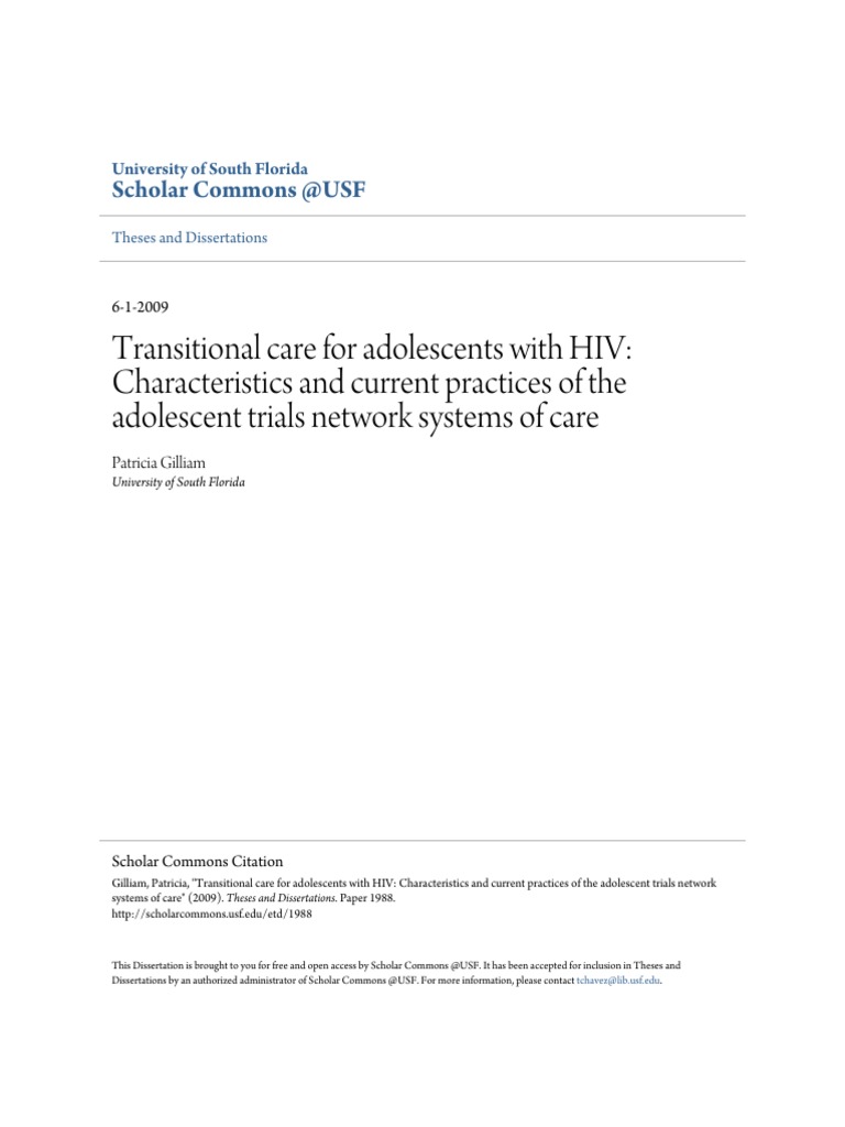 Transitional Care For Adolescents With HIV: Characteristics and Current ...