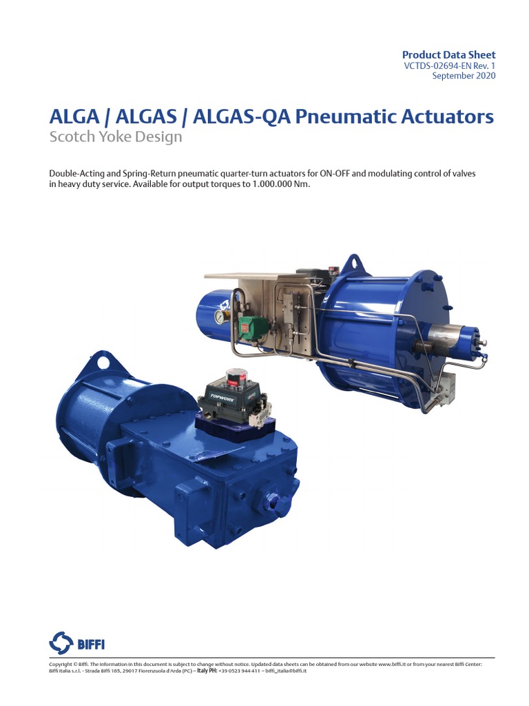 Alga Biffi Pneumatic Actuator Metric English en Us 2545482 PDF