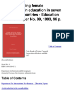 Factors Affecting Female Participation in Education in Seven Developing Countries - Education Research Paper No. 09, 1993, 96 P
