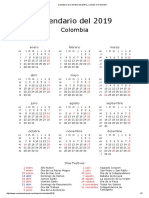 Calendario de Colombia del 2019