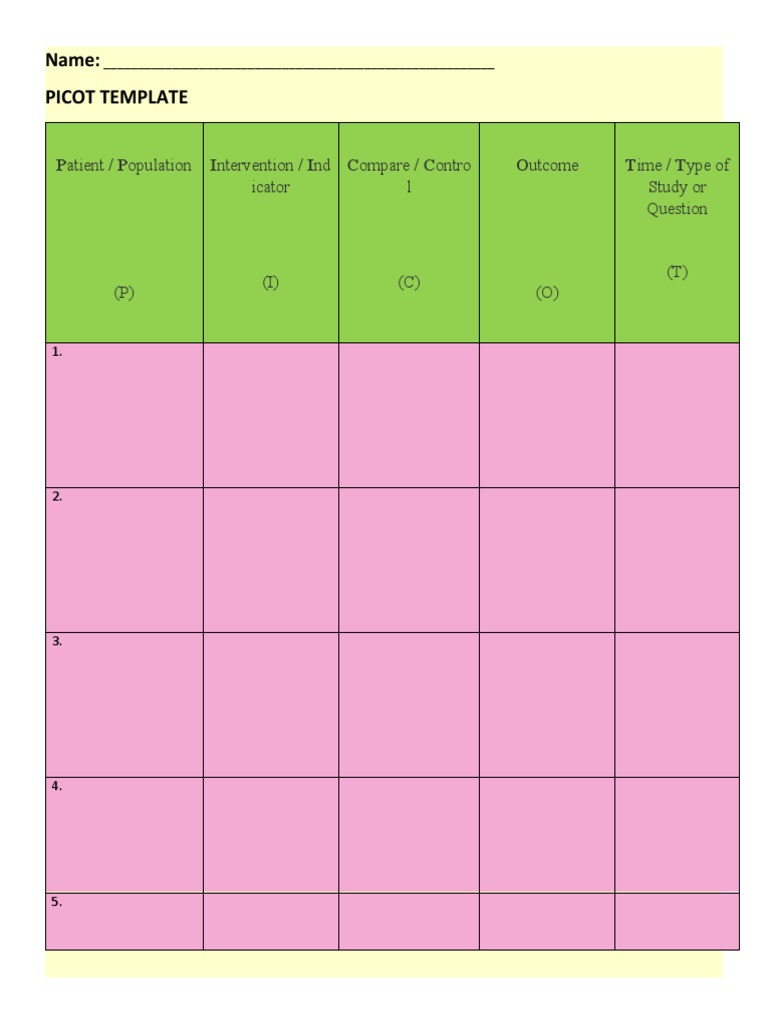 Name: Picot Template: Icator L Study or PDF