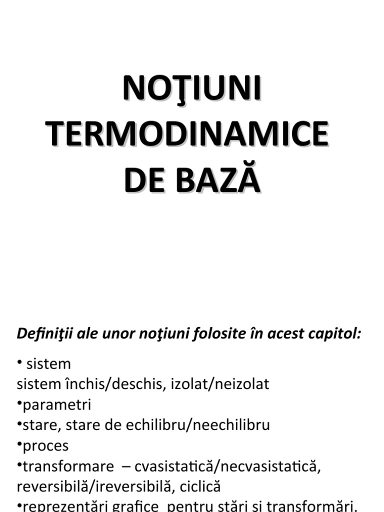 Notiuni Termodinamice de Baza | PDF
