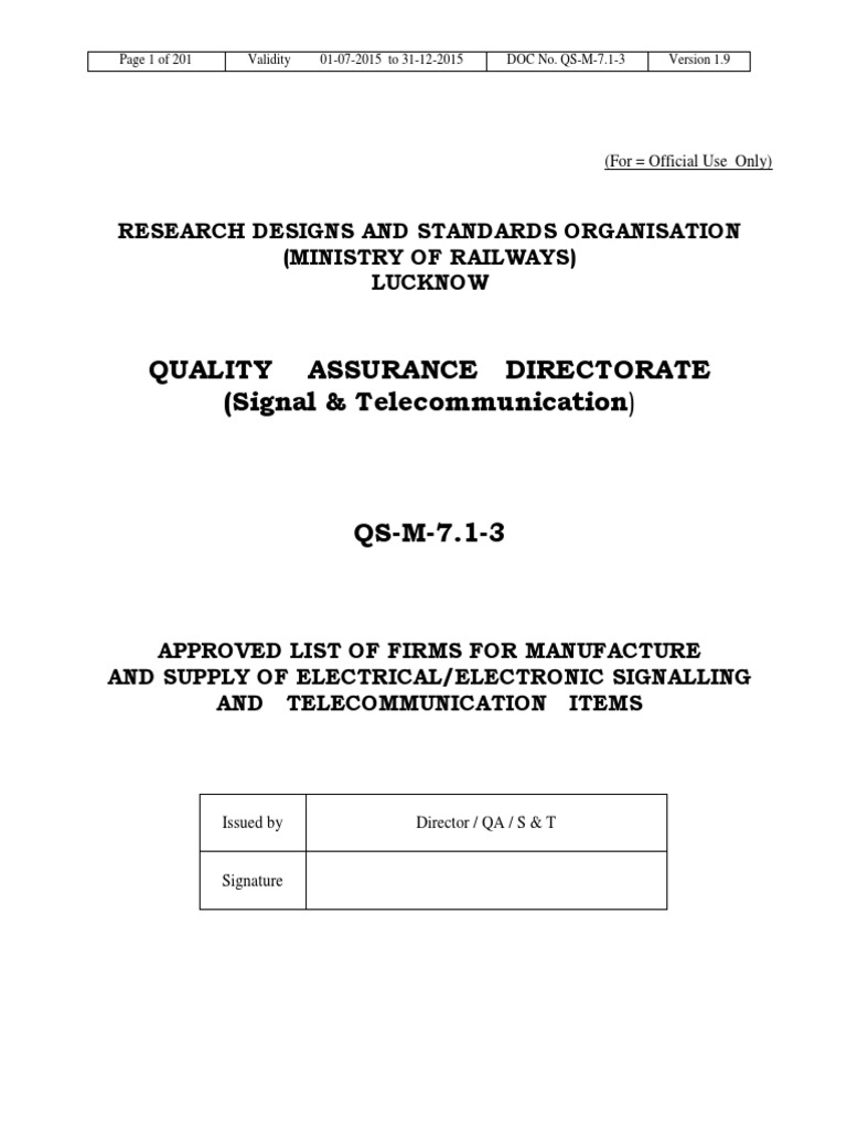 RDSO Vendor Directory PDF Telephone Relay