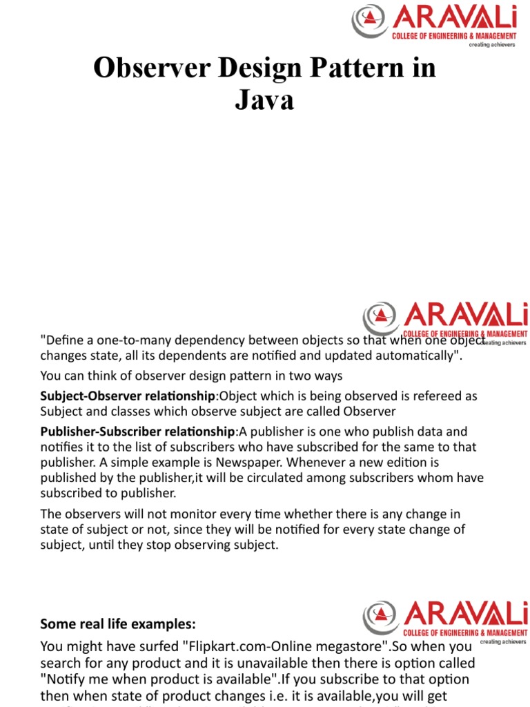 Observer Design Pattern in Java | PDF | Method (Computer Programming ...