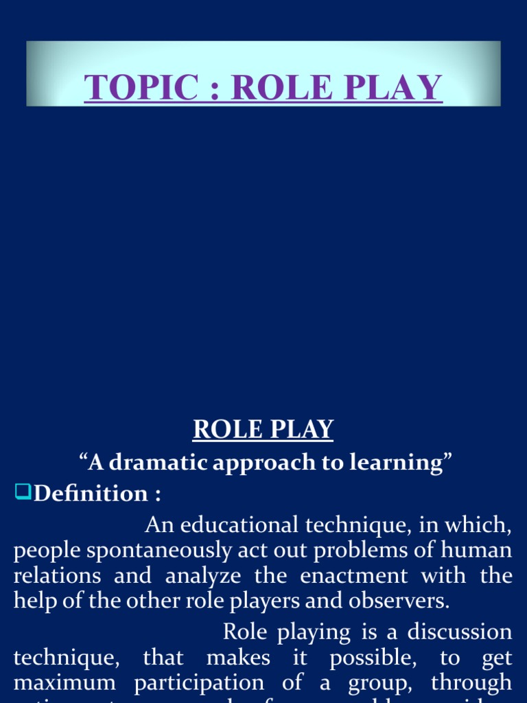 Understanding Role Play in Education | PDF | Attitude (Psychology ...