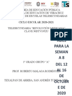 Semana 8 Actividades Del 12 Al 16 de Octubre de 2020