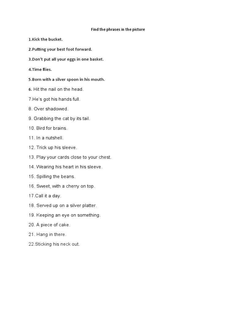 Common Idioms and Phrases List | PDF