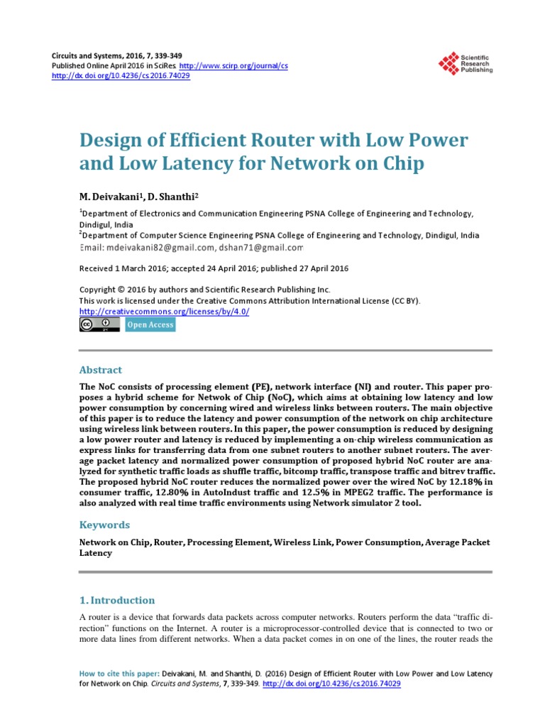 Design of Efficient Router With Low Power and Low PDF | PDF | Router ...