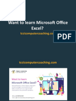 Want To Learn Microsoft Office Excel