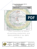 Introduction To Hospitality Industry (HR 11) Module Materials List of Modules No. Module Title Code