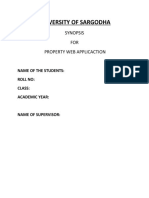 University of Sargodha: Synopsis FOR Property Web Applicaction