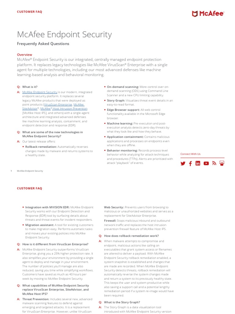 Mcafee Endpoint Security: Frequently Asked Questions | PDF | Antivirus ...