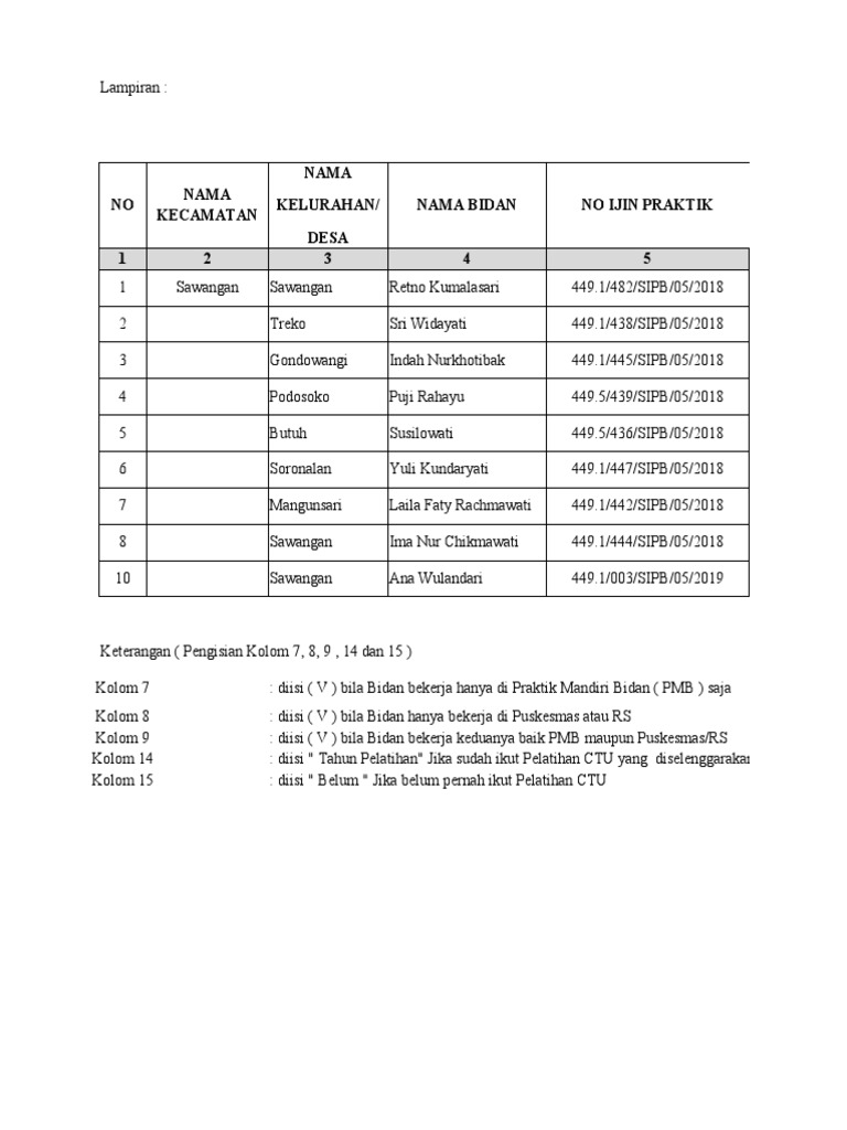 FORMAT Lampiran Data PMB BKKBN Sawangan II | PDF