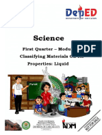 Science: First Quarter - Module 2 Classifying Materials On Its Properties: Liquid