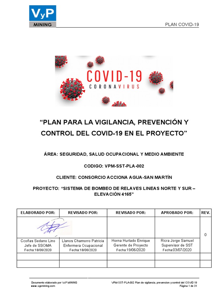 VPM-COV-PL-001 Plan de Vigilancia, Prevencion y Control Del COVID 19 ...