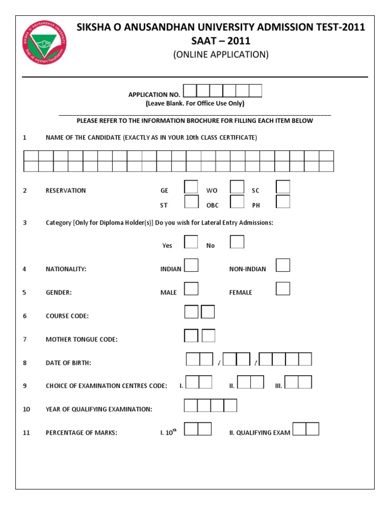 SAAT 2011 Application Fee Details | PDF | Test (Assessment ...
