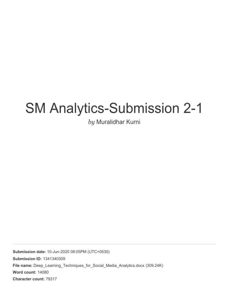 Deep Learning for Social Media Analytics | PDF | Big Data | Cognitive ...