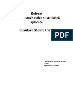 Referat Metode stochastice și statistică aplicată  Simulare Monte Carlo