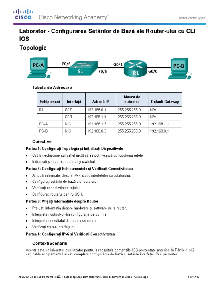 4.1.4.6 Lab - Configuring Basic Router Settings With IOS CLI - ILM | PDF