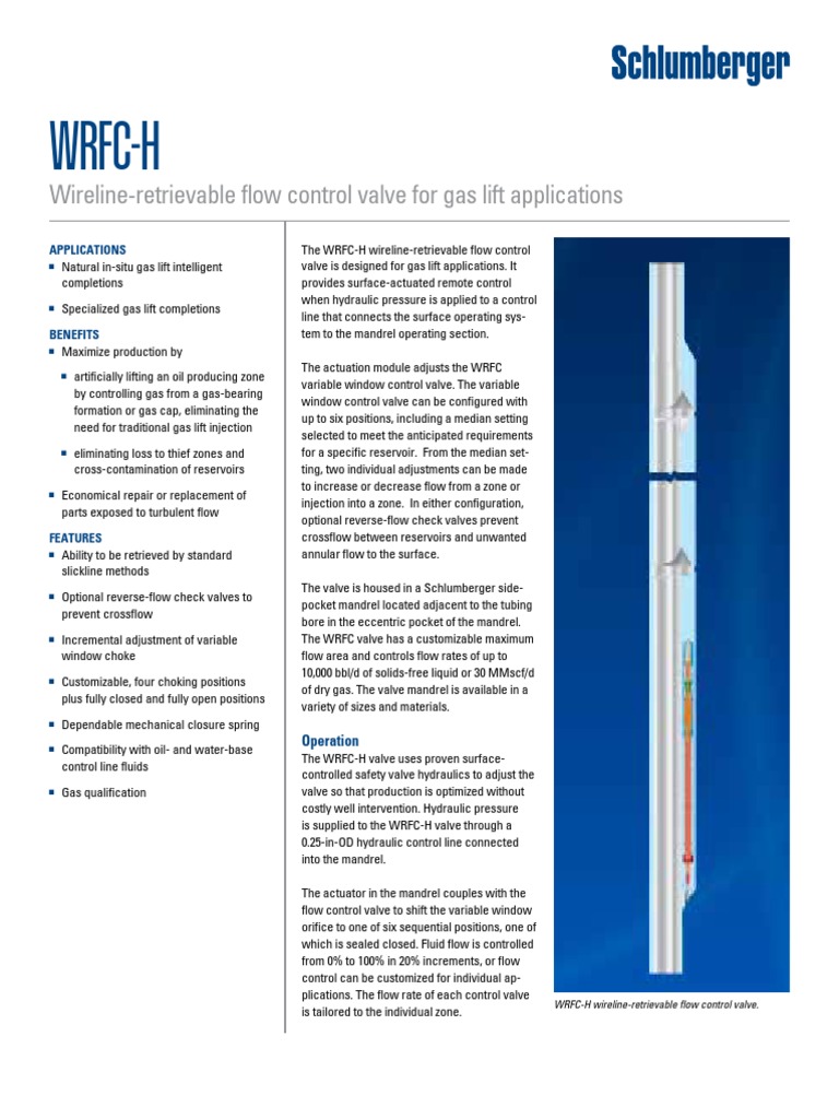 WRFC-H: Wireline-Retrievable Flow Control Valve For Gas Lift ...