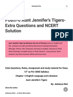 Poem-6 Aunt Jennifer's Tigers-Extra Questions and NCERT Solution
