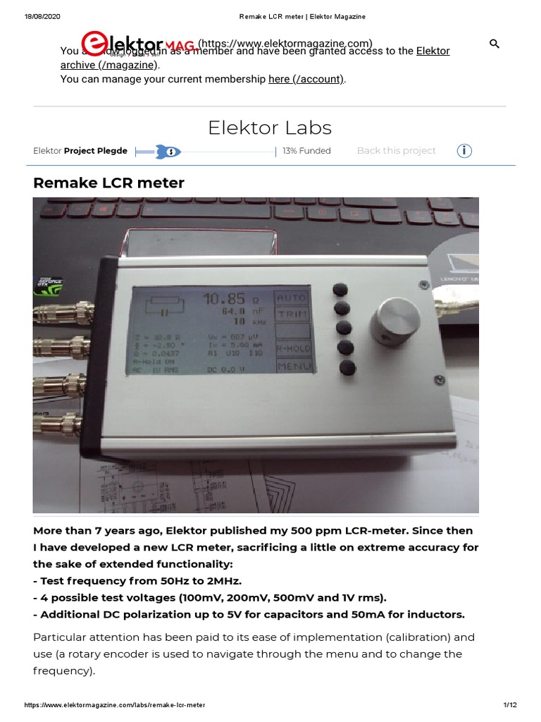 Remake LCR Meter Elektor Magazine PDF PDF Microcontroller