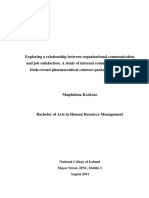 Exploring A Relationship Between Organisational Communication and Job Satisfaction. A Study of Internal Communication Within Irish-Owned Pharmaceutical Contract Packaging Company