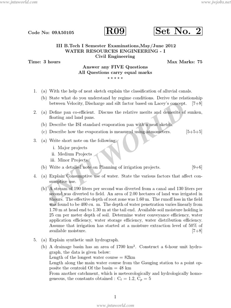 Water Resources Engineering Exam Paper | PDF | Drainage Basin | Surface ...