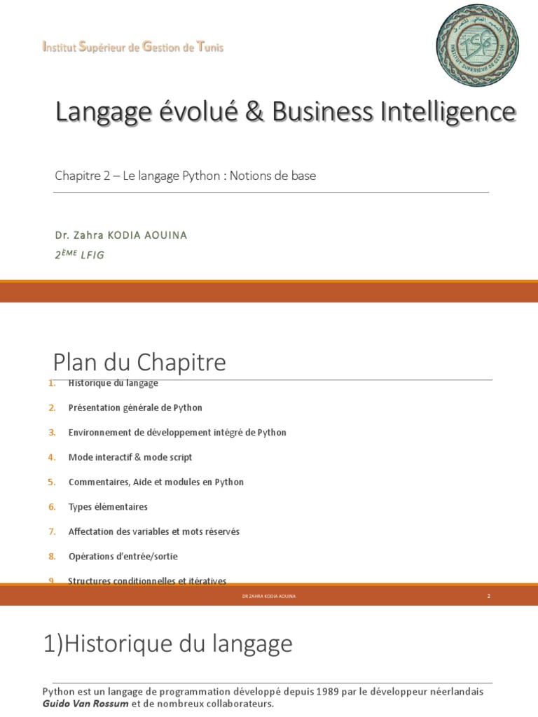 Introduction au langage Python en BI | PDF | Python (Langage de ...