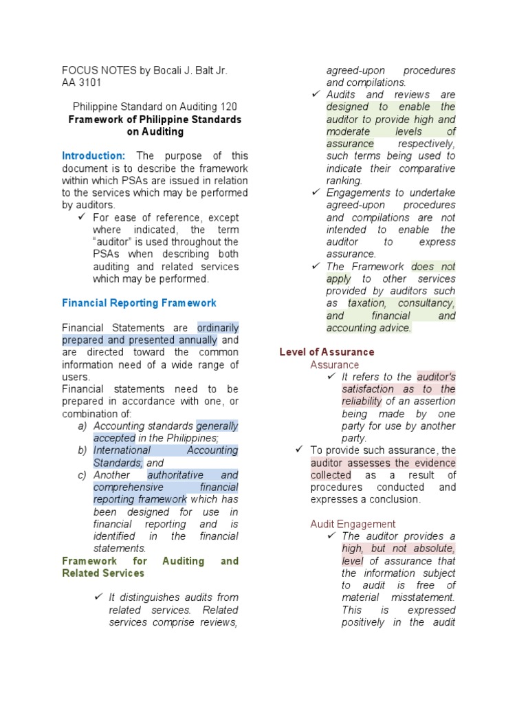 Philippine Auditing Standards Overview | PDF | Internal Control | Audit