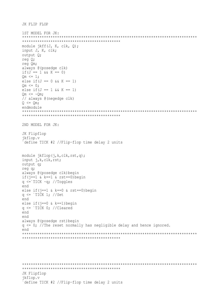 Verilog Code For Jk Flip Flop Pdf Electronic Circuits Puter Hardware